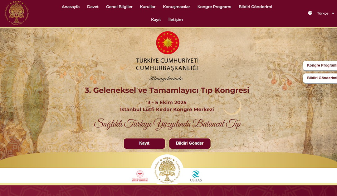 3. Geleneksel ve Tamamlayıcı Tıp Kongresi, 3 – 5 Ekim 2025, İstanbul, Türkiye
